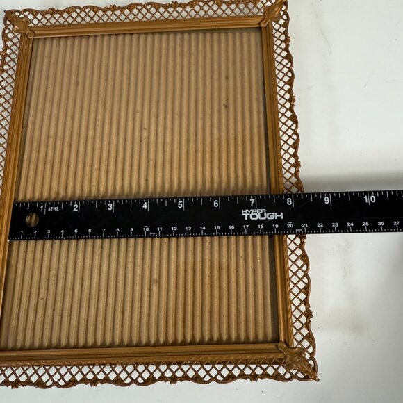 Ornate Metal Picture Frame Gold Tone Vintage Lattice Design Glass Front 8 X 10 - Picture 11 of 16